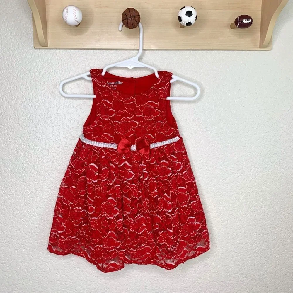 Nanette Baby 6-9 Months Red Baby Girl Dress